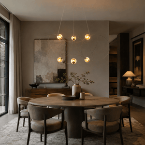 Amber Glass Orb Loop Chandelier