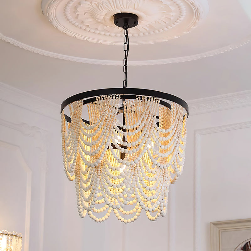 Amelia Wood Bead Chandelier – detail 8