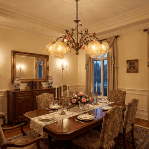 Antique Brass Rose Chandelier