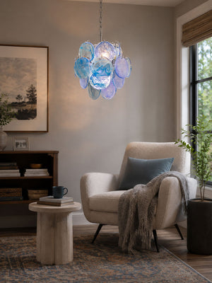 Aqua Blue Glass Chandelier