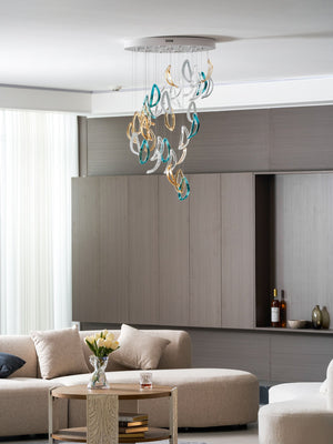 Aqua Ripple Glass Art Customize Chandelier