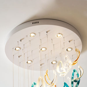 Aqua Ripple Glass Art Customize Chandelier