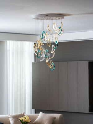 Aqua Ripple Glass Art Customize Chandelier