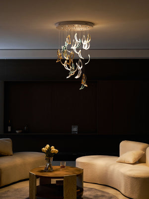 Aqua Ripple Glass Art Customize Chandelier