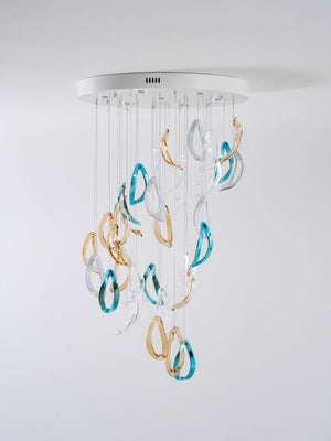 Aqua Ripple Glass Art Customize Chandelier