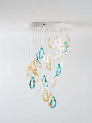 Aqua Ripple Glass Art Customize Chandelier