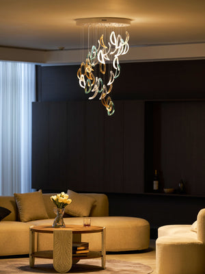 Aqua Ripple Glass Art Customize Chandelier