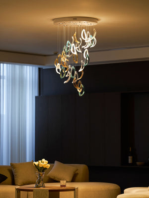 Aqua Ripple Glass Art Customize Chandelier