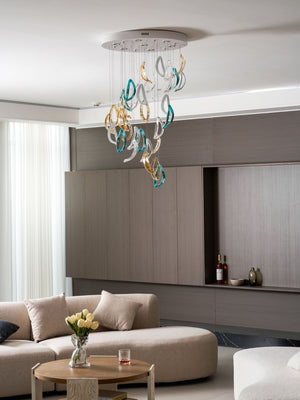 Aqua Ripple Glass Art Customize Chandelier