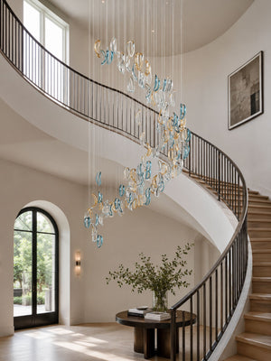 Aqua Ripple Glass Art Customize Chandelier
