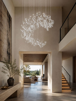 Aqua Ripple Glass Art Customize Chandelier