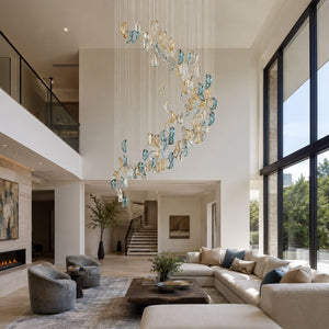 Aqua Ripple Glass Art Customize Chandelier
