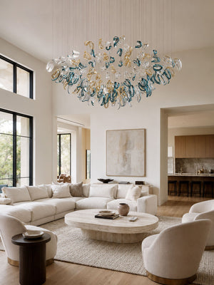Aqua Ripple Glass Art Customize Chandelier
