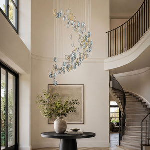 Aqua Ripple Glass Art Customize Chandelier