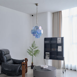 Aqua Blue Glass Chandelier