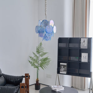 Aqua Blue Glass Chandelier