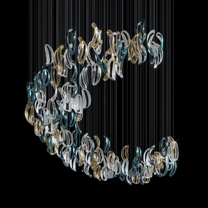 Aqua Ripple Glass Art Customize Chandelier