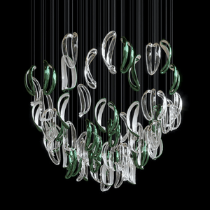 Aqua Ripple Glass Art Customize Chandelier