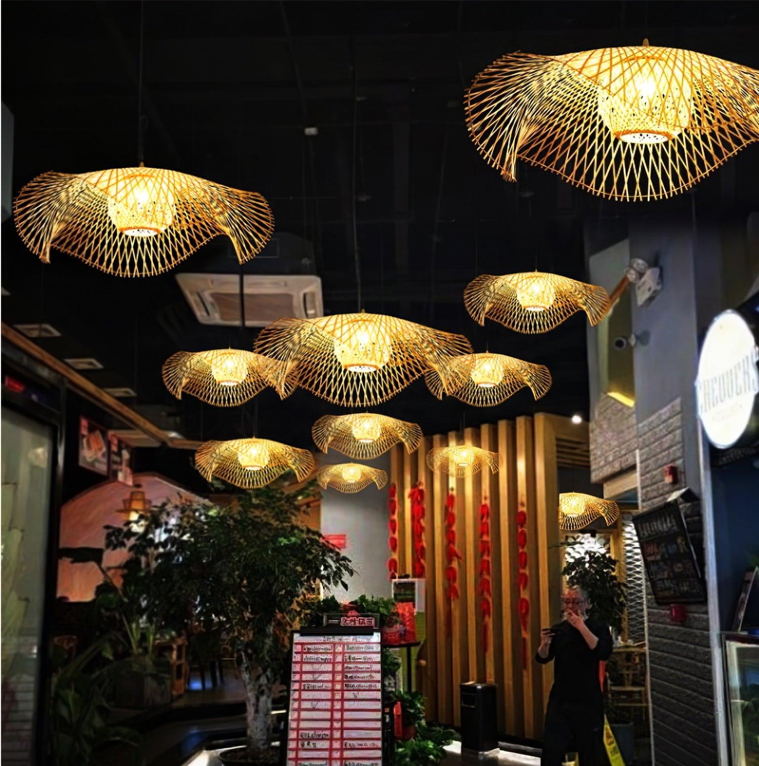 Bamboo Lotus Leaf Pendant Lamp