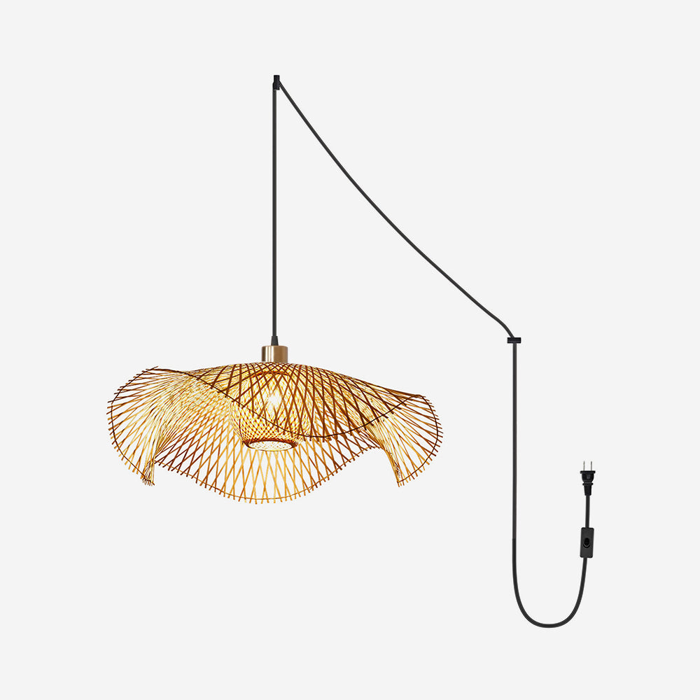 Bamboo Lotus Leaf Plug In Pendant Lamp