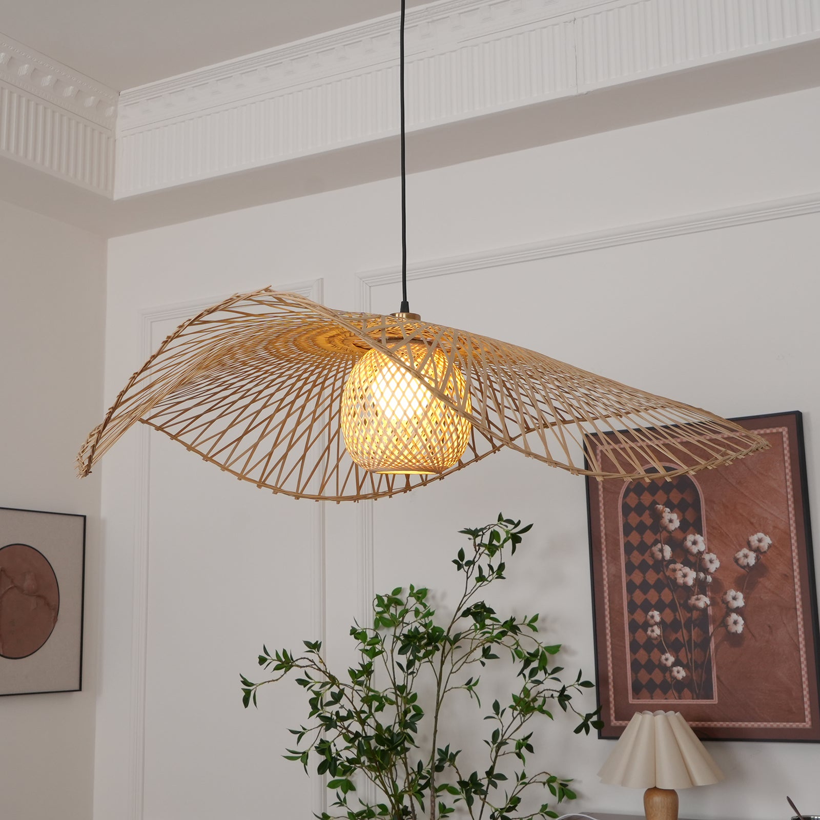 Bamboo Lotus Leaf Pendant Lamp