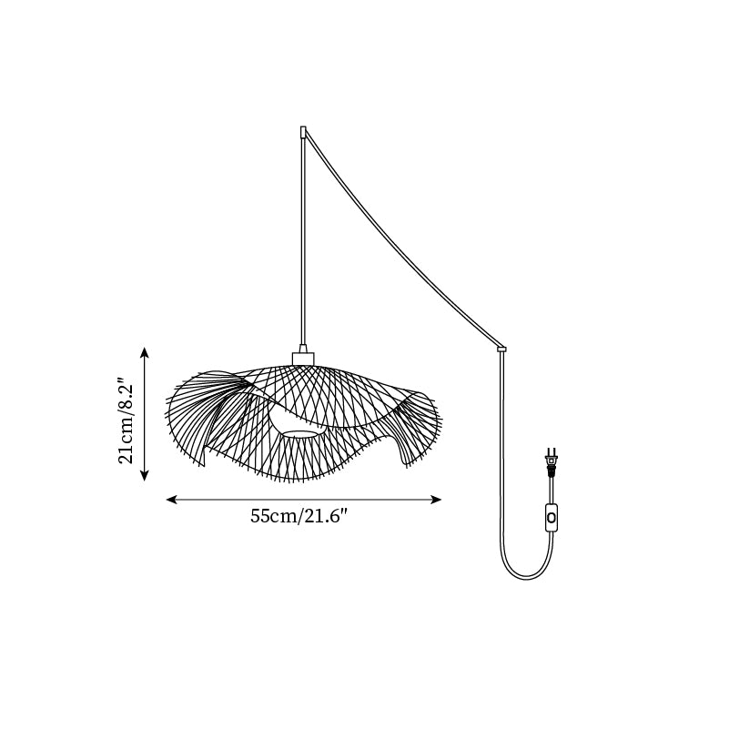 Bamboo Lotus Leaf Plug In Pendant Lamp