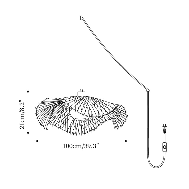 Bamboo Lotus Leaf Plug In Pendant Lamp