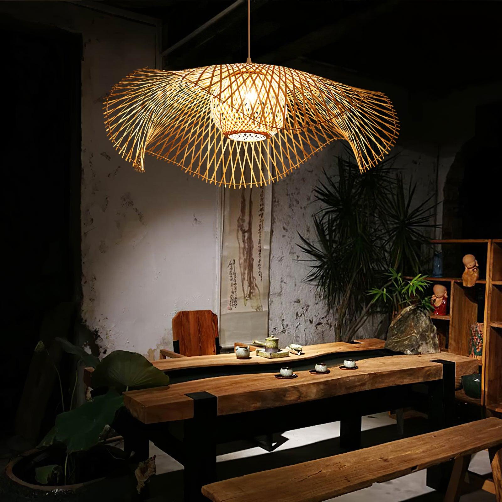 Bamboo Lotus Leaf Pendant Lamp