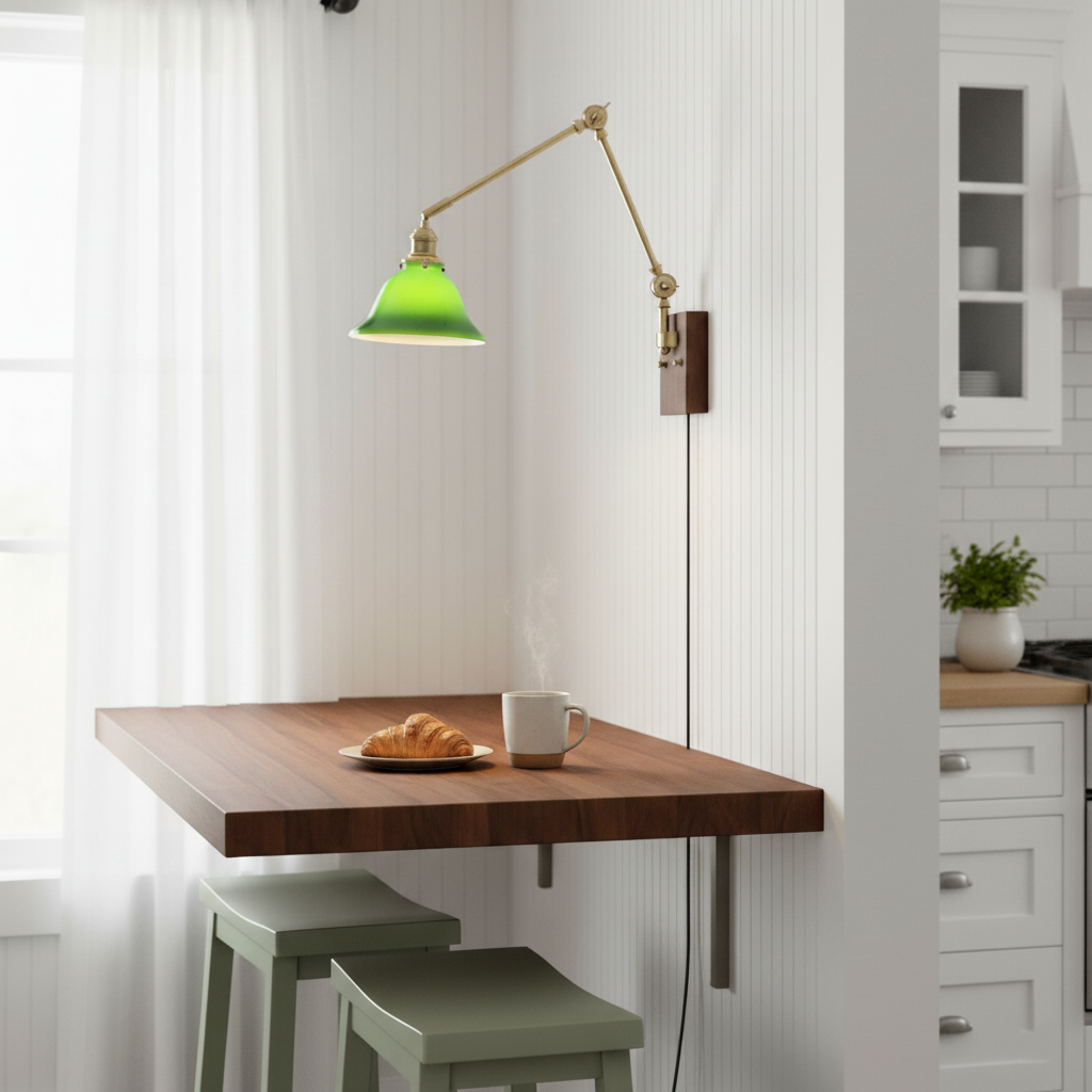 Banker Swing Arm Plug In Wall Light