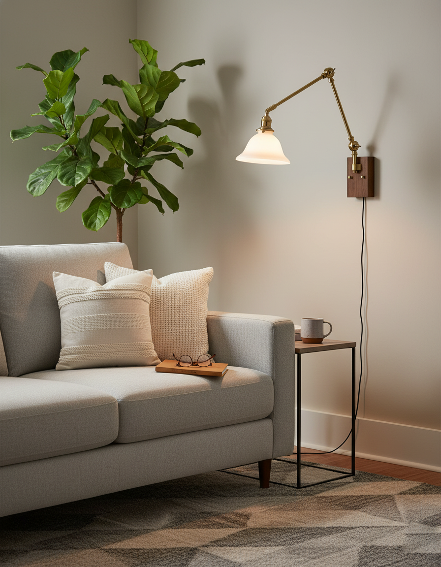 Banker Swing Arm Plug In Wall Light