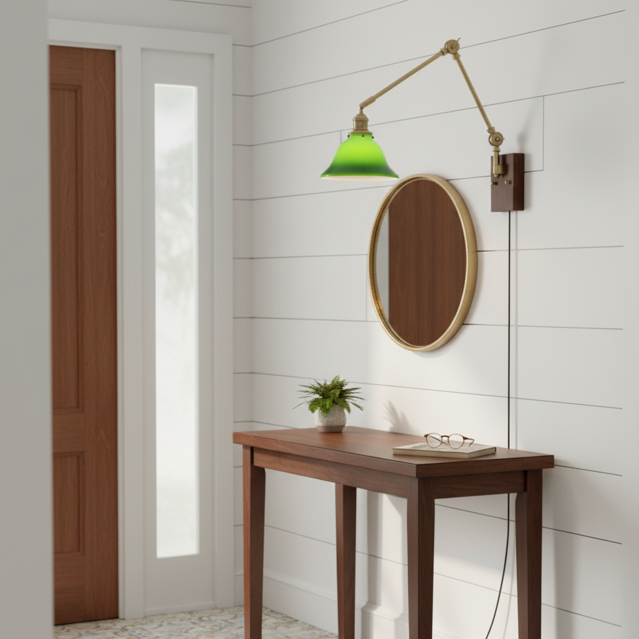 Banker Swing Arm Plug In Wall Light