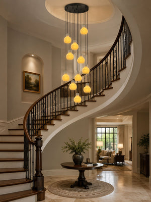 Bell Jar Alabaster Cluster Chandelier