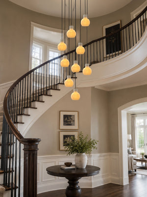Bell Jar Alabaster Cluster Chandelier