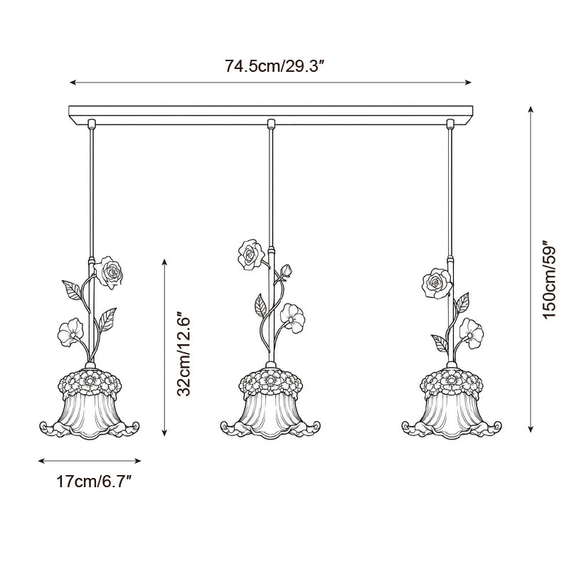 Bellavine Pendant Lamp — Dimension drawings 2