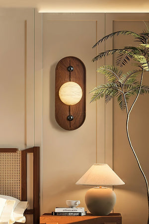 Bezel Alabaster Plug-in Wall Lamp