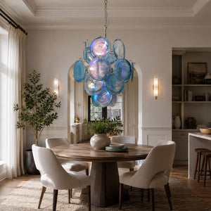 Blue Disc Glass Chandelier
