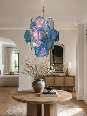 Blue Disc Glass Chandelier