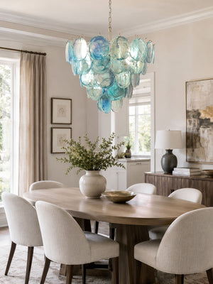 Blue Glass Disc Chandelier