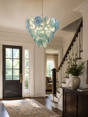Blue Glass Disc Chandelier