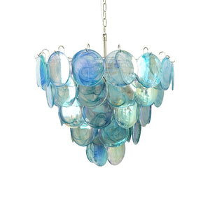 Blue Glass Disc Chandelier