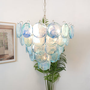 Blue Glass Disc Chandelier