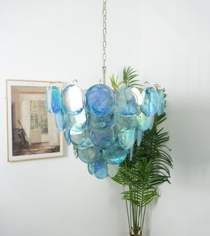 Blue Glass Disc Chandelier