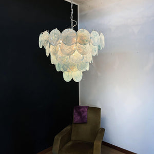 Blue Glass Disc Chandelier