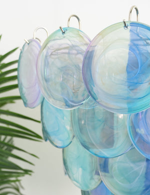 Blue Glass Disc Chandelier