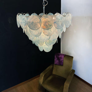 Blue Glass Disc Chandelier