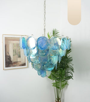 Blue Glass Disc Chandelier