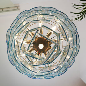 Blue Glass Disc Chandelier