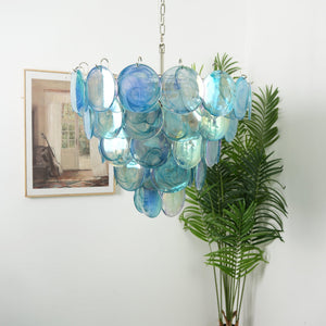 Blue Glass Disc Chandelier