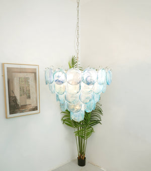 Blue Glass Disc Chandelier