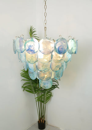 Blue Glass Disc Chandelier